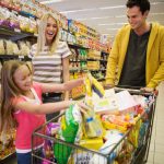 Family shopping at supermarket